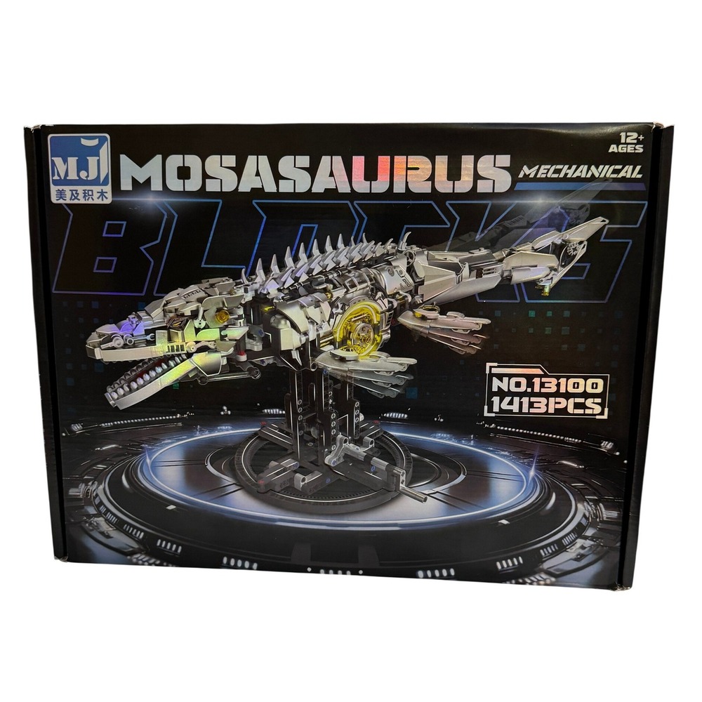 MJ Mosasaurus Mechanical Building Blocks Set 13100 Silver NEW 1413pcs Light Up - Picture 2 of 5